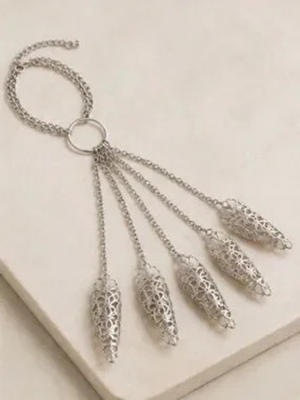 Silver Ornate Filigree Hand Harness Ring Bracelet